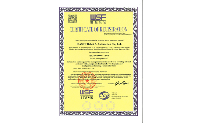  lS020000 certification for information technology service management system